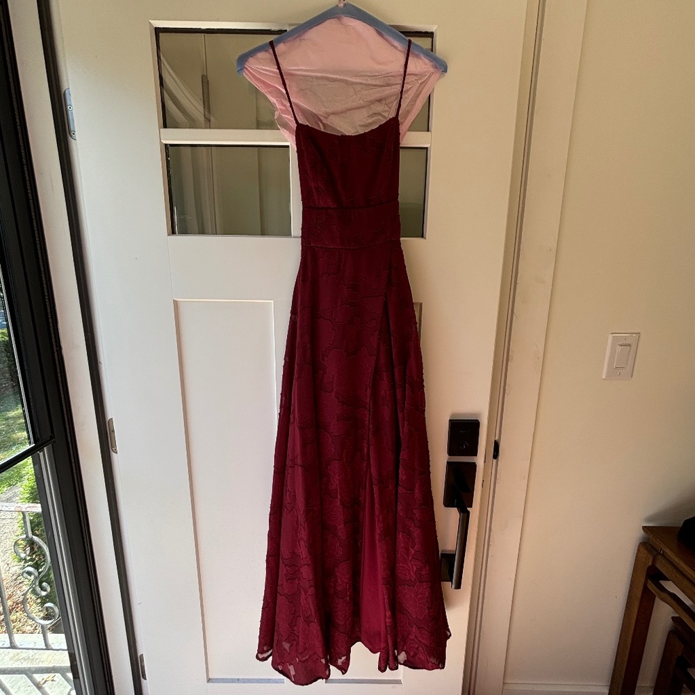 Lulus "Let There Be Romance" Burgundy Burnout Floral Maxi Dress